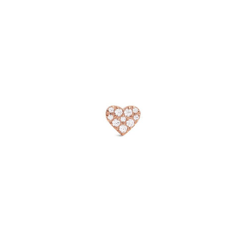Daniel Wellington heart stud earring in rose gold-plated stainless steel with sparkling claw-set crystals, 4.2mm.
