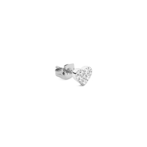 Daniel Wellington silver heart stud earring featuring sparkling crystals in a delicate 4.2mm claw setting.