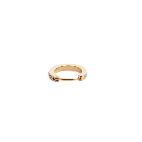 Daniel Wellington gold hoop earring in stainless steel with a delicate crystal claw setting, 13.6mm length.