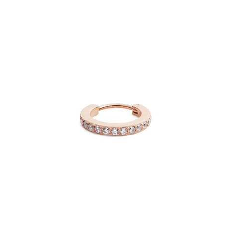 Daniel Wellington 13.6mm rose gold hoop earring featuring sparkling crystals in a delicate claw setting.