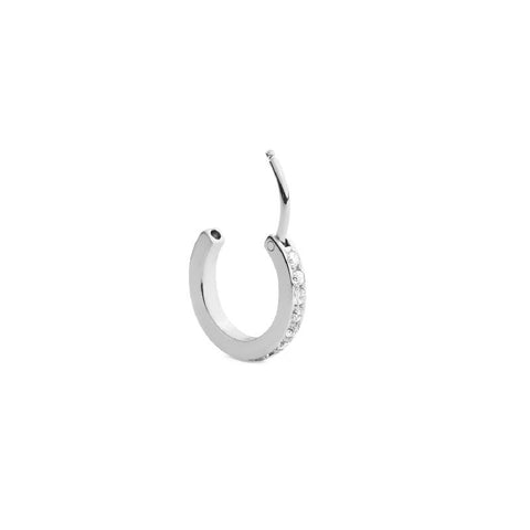 Elegant 13.6mm silver stainless steel hoop earring featuring sparkling claw-set crystals by Daniel Wellington.