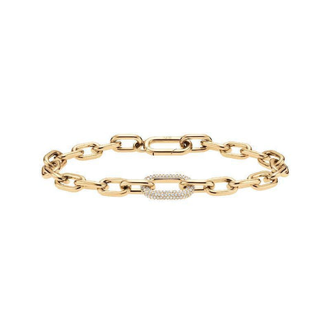 Daniel Wellington gold stainless steel chain bracelet featuring a sparkling crystal-embellished link and secure clasp.