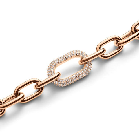 Daniel Wellington rose gold chain bracelet featuring a crystal-embellished link in stainless steel.