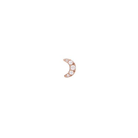 Daniel Wellington Crystal Moon stud in rose gold stainless steel with sparkling claw-set stones, 5mm crescent design.