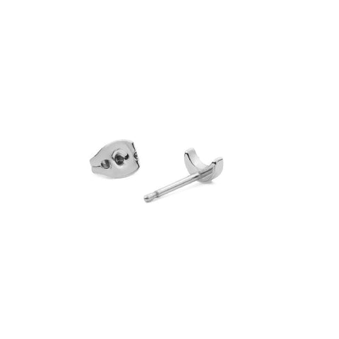 Daniel Wellington Crystal Moon stud earrings in polished silver stainless steel with a delicate 5mm claw-set design.