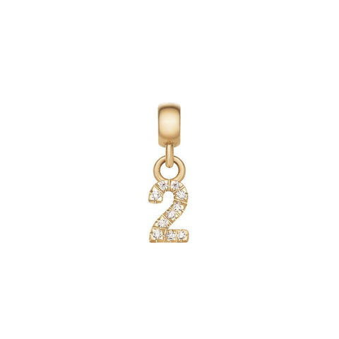 Daniel Wellington gold-tone stainless steel number 2 charm featuring sparkling claw-set crystals.