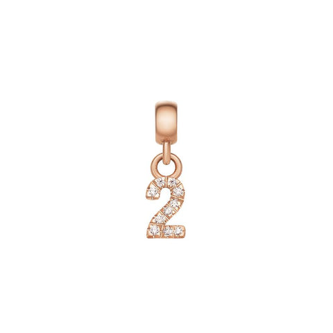 Daniel Wellington number 2 charm in rose gold-plated stainless steel with sparkling claw-set crystals.