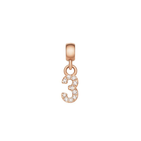 The Watch Boutique Daniel Wellington Crystal Number 3 Charm Rose Gold