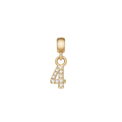 Daniel Wellington gold-tone stainless steel number 4 charm featuring sparkling claw-set crystals.