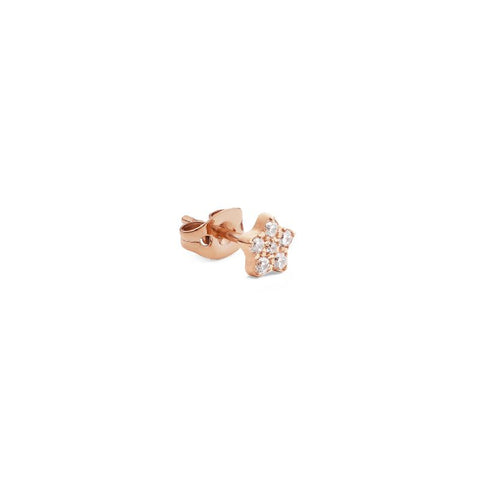 Daniel Wellington 4.5mm star stud earring in rose gold-plated stainless steel with sparkling claw-set crystals.