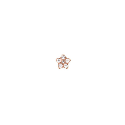Daniel Wellington 4.5mm star stud earring in rose gold-plated stainless steel with sparkling claw-set crystals.