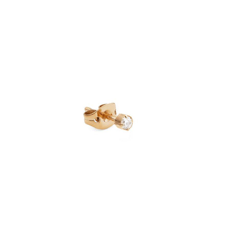 Daniel Wellington gold stainless steel stud earring featuring a 2.5mm crystal in a classic claw setting.