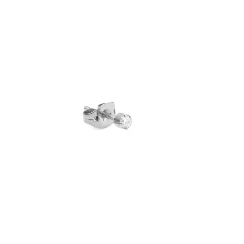 Daniel Wellington silver stainless steel stud earring featuring a 2.5mm crystal in a classic claw setting.