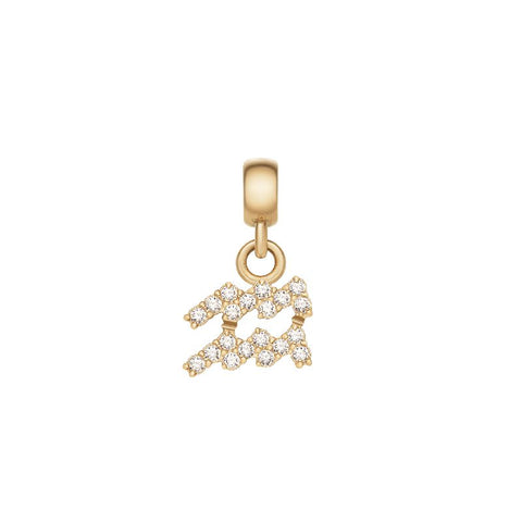Daniel Wellington gold-plated stainless steel Virgo zodiac charm with sparkling claw-set crystals.