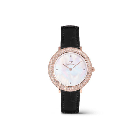 The Watch Boutique Daniel Wellington Crystalline Bezel Black Croc Rose Gold