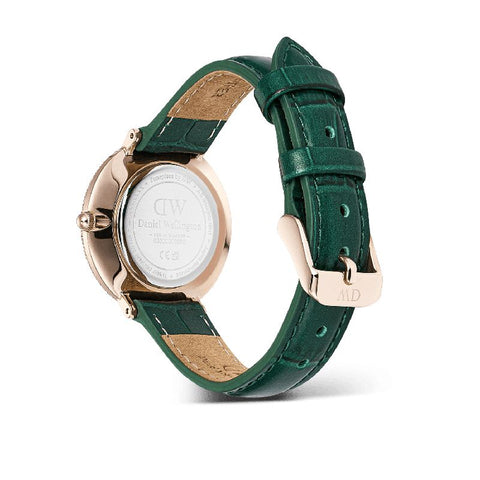 The Watch Boutique Daniel Wellington Crystalline Bezel Green Croc Rose Gold