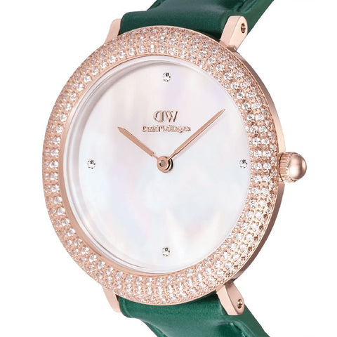 The Watch Boutique Daniel Wellington Crystalline Bezel Green Croc Rose Gold