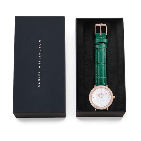 The Watch Boutique Daniel Wellington Crystalline Bezel Green Croc Rose Gold