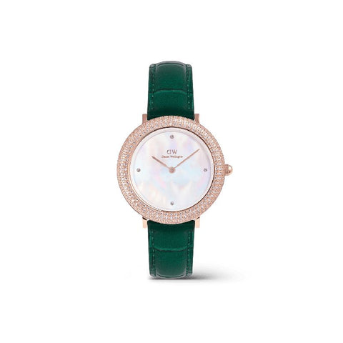 The Watch Boutique Daniel Wellington Crystalline Bezel Green Croc Rose Gold