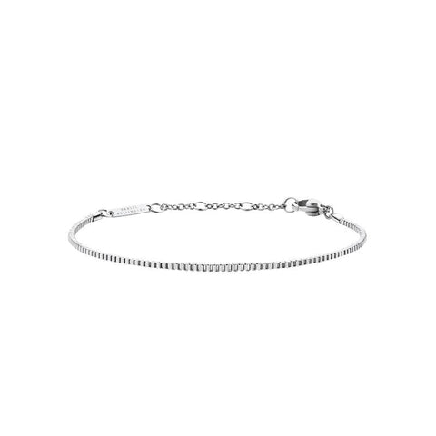 Daniel Wellington Elan silver box chain bracelet crafted from polished stainless steel with an adjustable clasp.