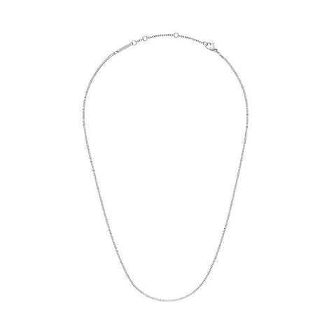 Daniel Wellington Elan silver box chain necklace crafted from polished 316L stainless steel with an adjustable clasp.