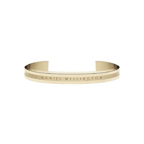Elegant 7mm gold-plated stainless steel Daniel Wellington Elan bracelet with a sleek, minimalist open-cuff design.