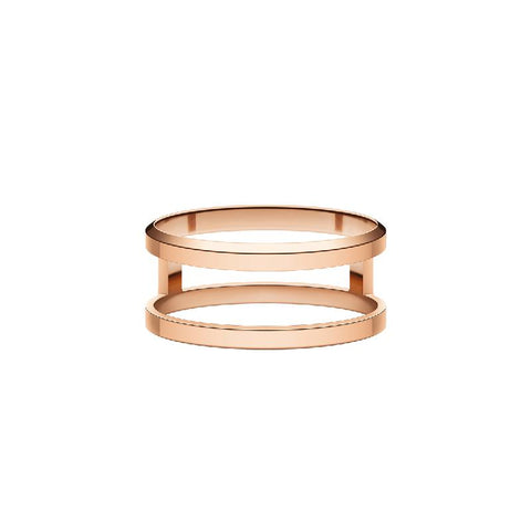 Daniel Wellington Elan Dual Ring in rose gold-plated stainless steel with a minimalist, stacked open-band design.