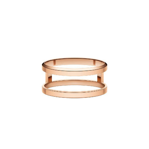 Daniel Wellington Elan Dual Ring in rose gold-plated stainless steel with a minimalist, stacked open-band design.