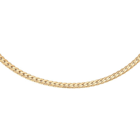 Daniel Wellington Elan flat chain necklace in polished gold-plated stainless steel with a sleek, modern link design.
