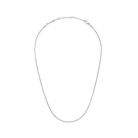 Elegant Daniel Wellington Elan flat chain necklace in polished silver-tone stainless steel with an adjustable clasp.