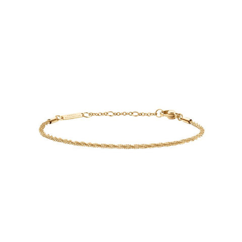 Elegant Daniel Wellington Elan twisted chain bracelet in gold-plated stainless steel with an adjustable clasp.