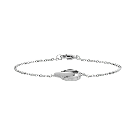 Daniel Wellington Elan Unity silver stainless steel bracelet with interlocking rings, 155mm length.