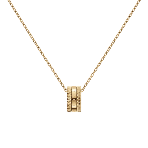 Daniel Wellington Elevation gold stainless steel necklace featuring a geometric pendant on a sleek cable chain.