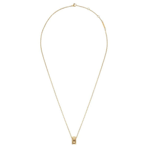 Daniel Wellington Elevation necklace in gold-plated stainless steel with a geometric pendant on a sleek cable chain.