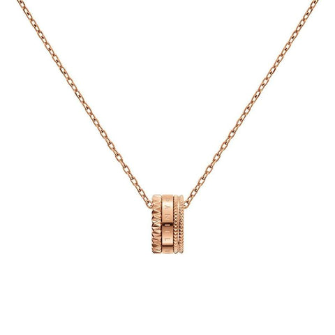 Daniel Wellington Elevation rose gold necklace featuring a geometric stainless steel pendant on a delicate cable chain.