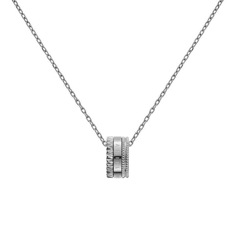 Daniel Wellington Elevation necklace in silver stainless steel featuring a geometric pendant on a sleek cable chain.