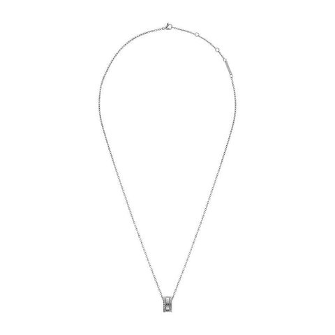 Daniel Wellington Elevation necklace in silver stainless steel with a geometric pendant on a sleek cable chain.