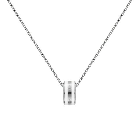 Daniel Wellington Emalie necklace in silver stainless steel with elegant satin white enamel detailing.