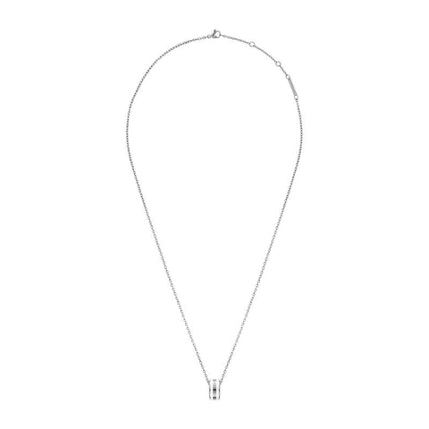 Daniel Wellington Emalie necklace in silver stainless steel with a sleek satin white enamel pendant charm.