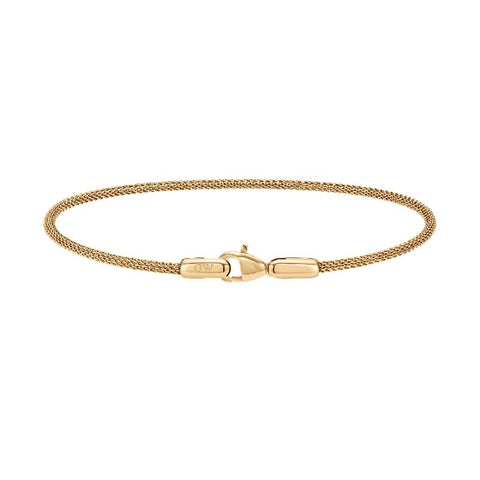 Daniel Wellington Evergold mesh bracelet in PVD gold-plated stainless steel with a secure lobster clasp closure.