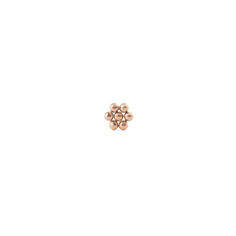 Elegant 4.5mm rose gold flower stud earring crafted from PVD plated stainless steel for a delicate, floral-inspired look.