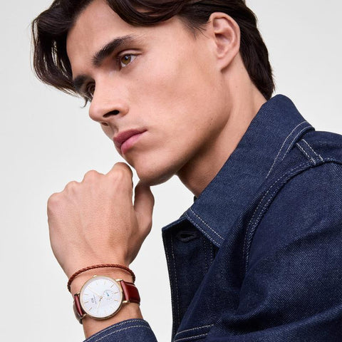 Daniel Wellington Gold Braided Leather Bracelet St Mawes