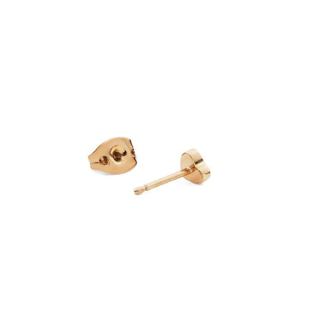 Daniel Wellington gold heart stud earrings in PVD plated stainless steel, featuring a delicate 3.8mm minimalist design.