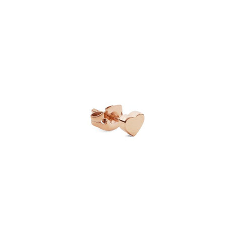 Elegant Daniel Wellington heart stud earring in polished rose gold-plated stainless steel, 3.8mm size.
