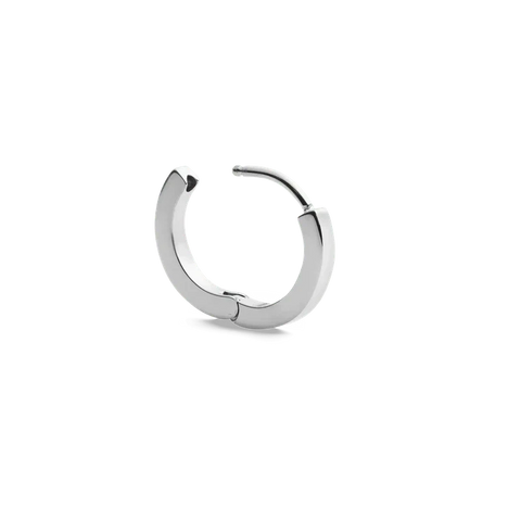 Elegant 13mm Daniel Wellington silver stainless steel hoop earring with a sleek, polished minimalist design.