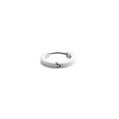 Minimalist 13mm Daniel Wellington hoop earring crafted from polished silver-tone stainless steel.