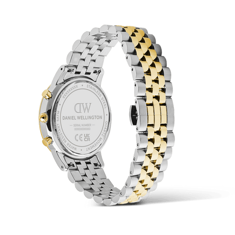 The Watch Boutique Daniel Wellington Iconic Chronograph Arch 5-Link Emerald Panda Two Tone 42mm Men's Watch
