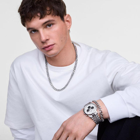 The Watch Boutique Daniel Wellington Iconic Chronograph Arch 5-Link White Panda Watch