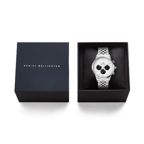 The Watch Boutique Daniel Wellington Iconic Chronograph Arch 5-Link White Panda Watch