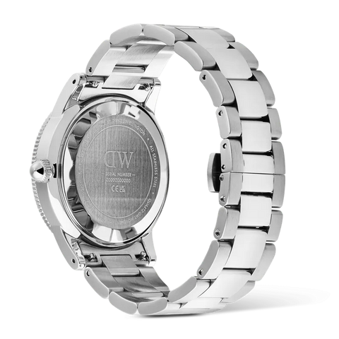 The Watch Boutique Daniel Wellington Iconic GMT Link Black Green Ceramic Bezel Silver Watch